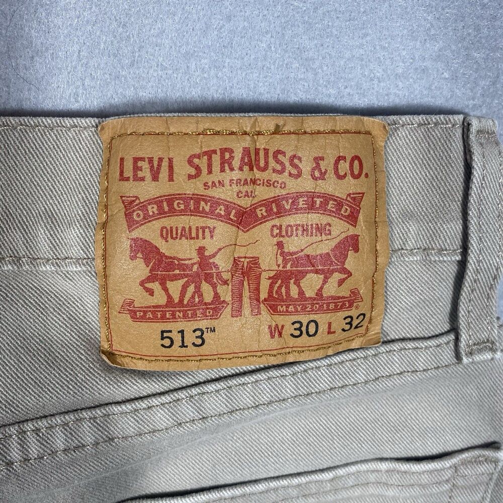 Levis 513 Jeans Mens 30x32 Slim Fit Straight Beige Khaki Denim Pants 06890-110 - Picture 5 of 13